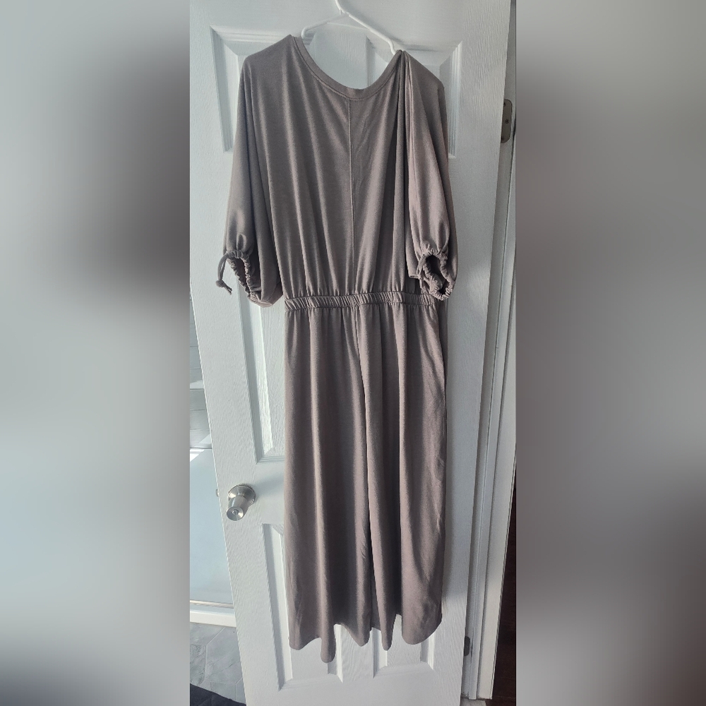 Elegant Taupe Midi Dress